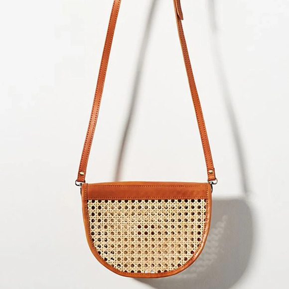 Anthropologie Leather-Trimmed Wicker Crossbody - Picture 2 of 3